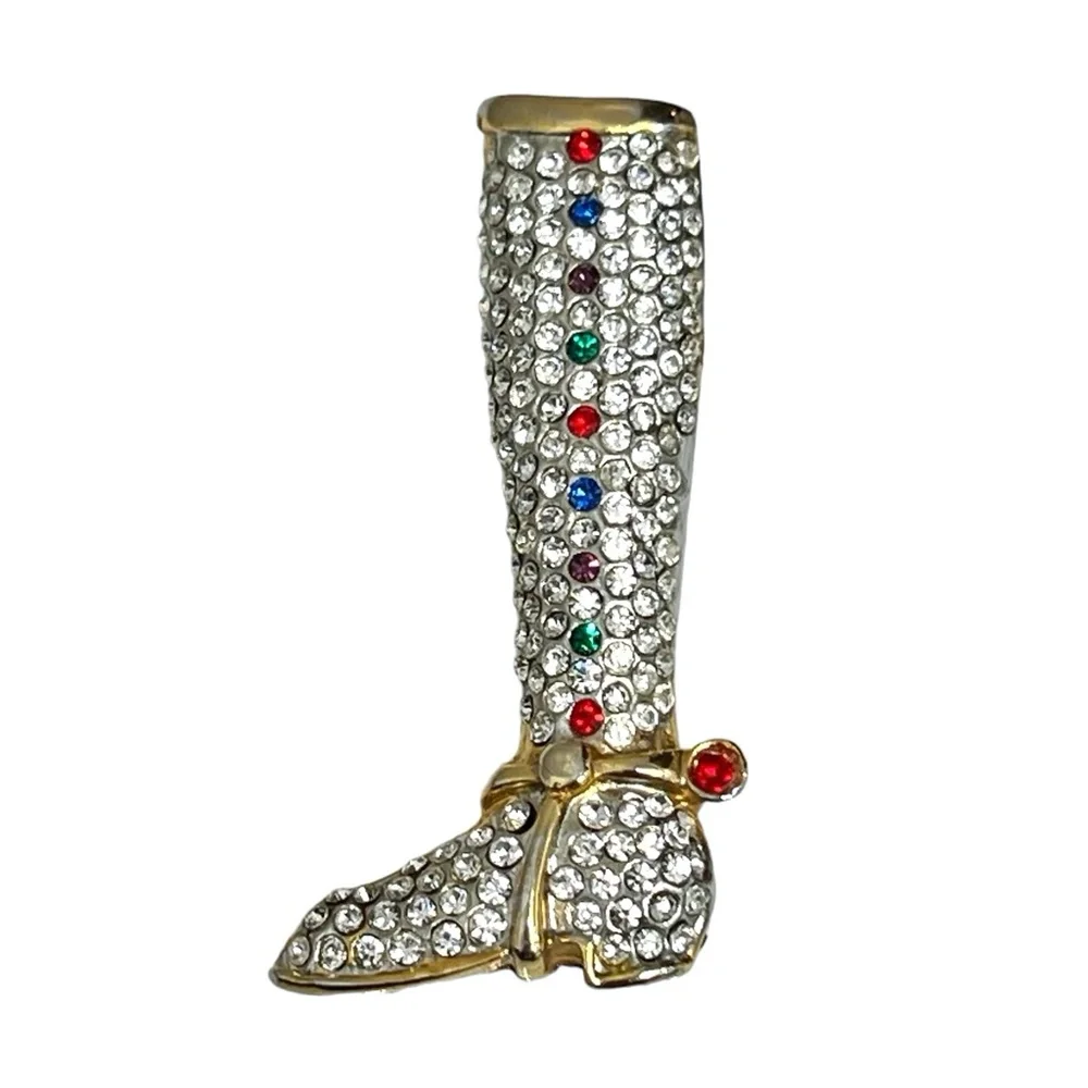 VINTAGE CRYSTAL COWBOY BOOT BROOCH